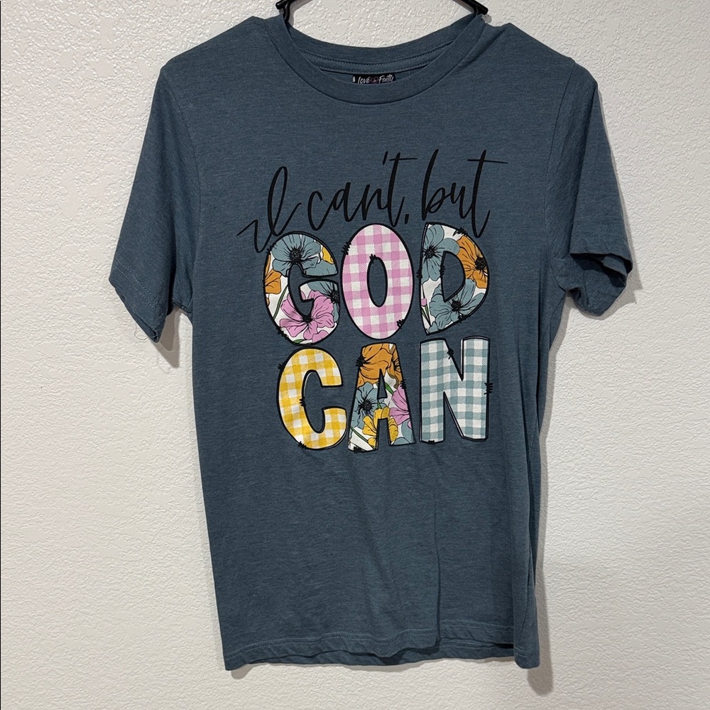 Love in Faith Blue Tee with Pink Accents